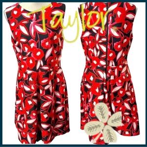 Taylor Red/Black/White Pattern Sleeveless A-Line Dress (12)